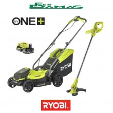 KIT GIARDINO RYOBI 18V RASAERBA + TAGLIABORDI ART. RLM18X33B50LT23A 